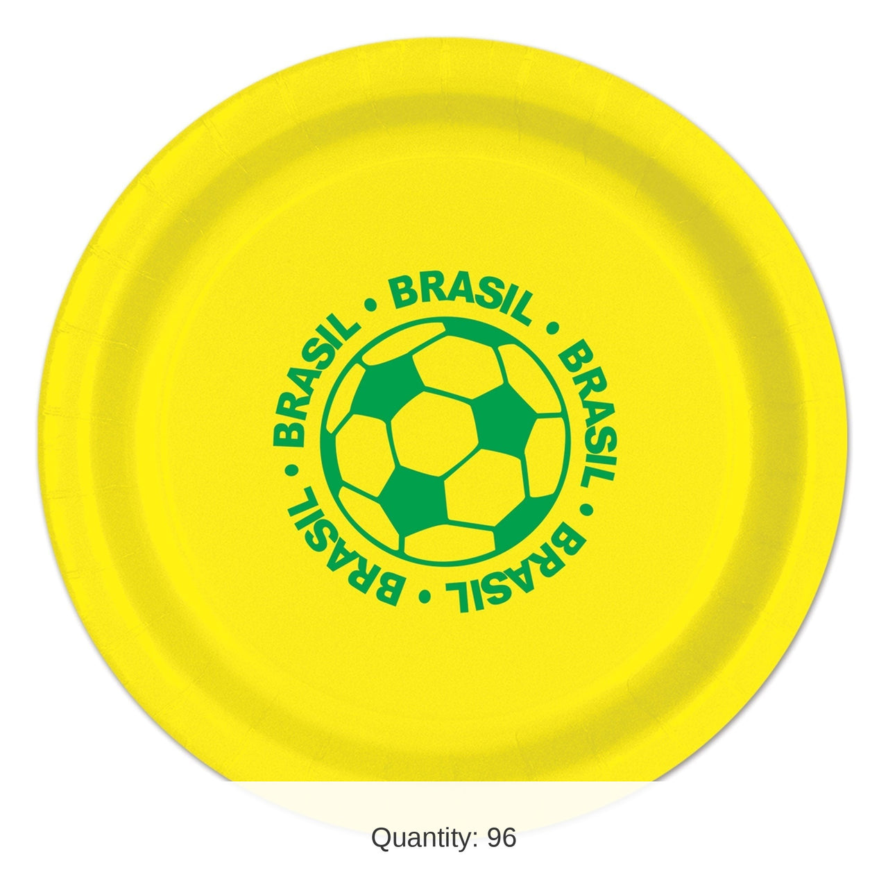 96 Pack Bulk Brazil Soccer Party Plates 9-inch Dinner Plates