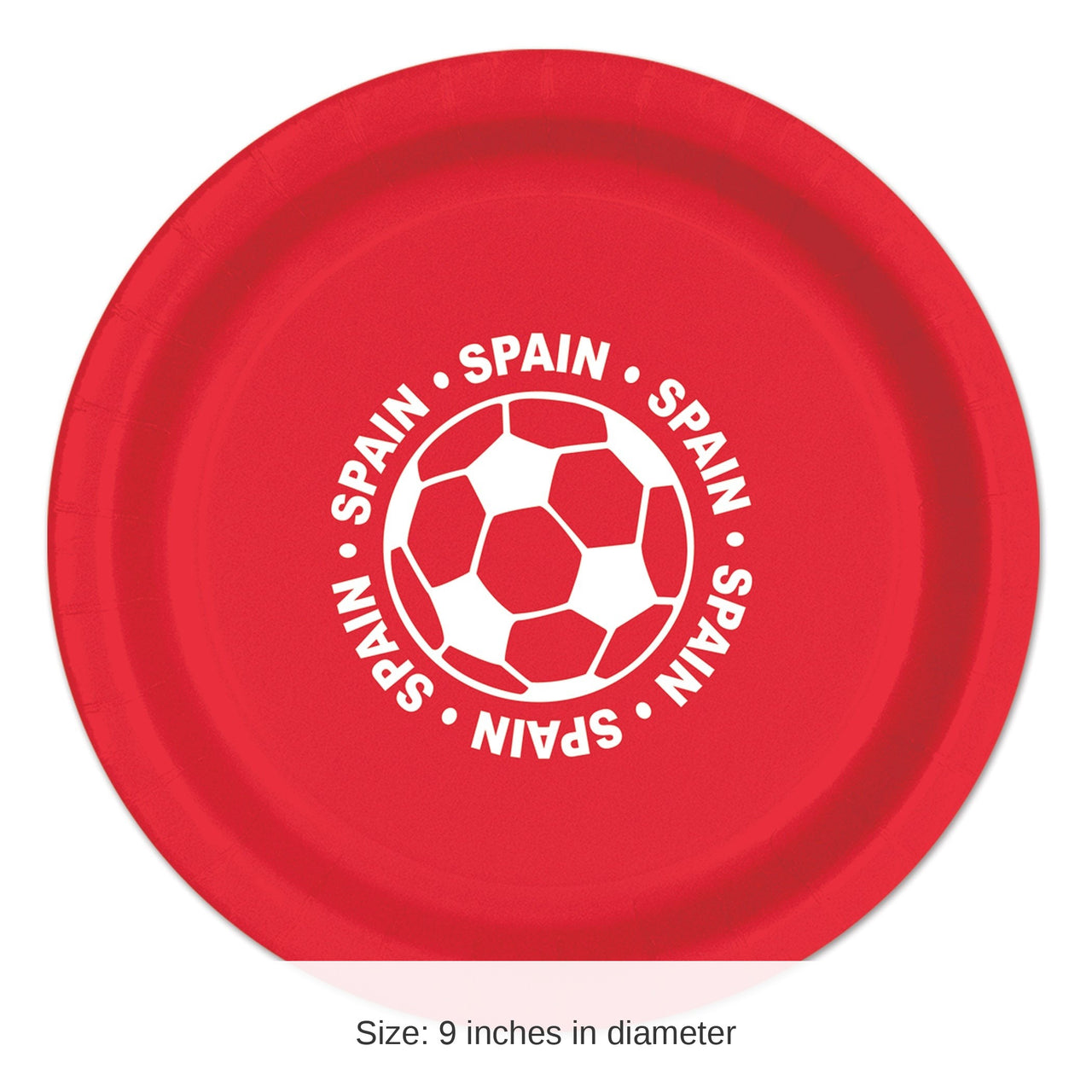 96 Pack Bulk Spain Soccer Party Plates 9 inch Dinner