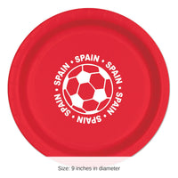 96 Pack Bulk Spain Soccer Party Plates 9 inch Dinner