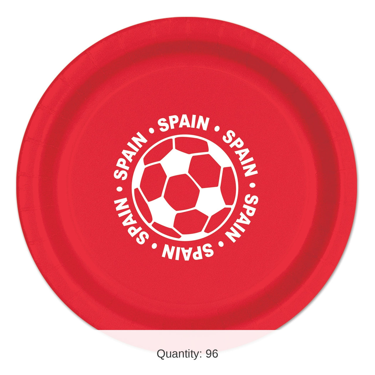 96 Pack Bulk Spain Soccer Party Plates 9 inch Dinner