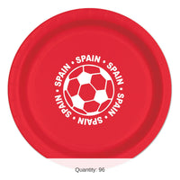 96 Pack Bulk Spain Soccer Party Plates 9 inch Dinner