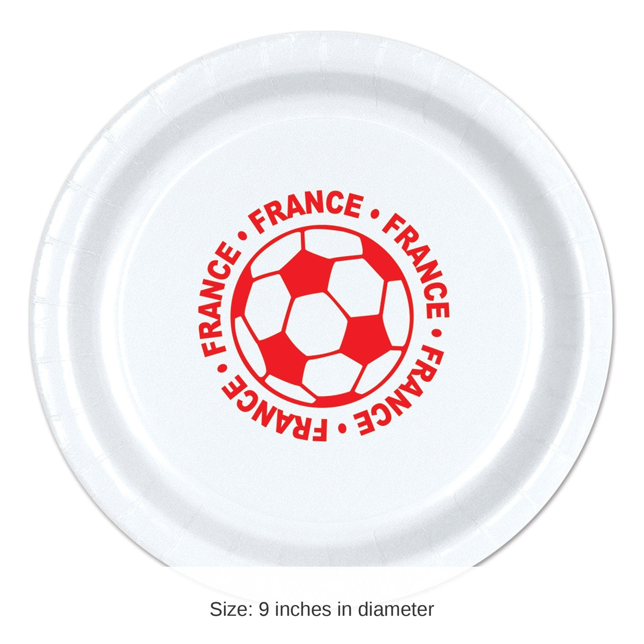 96 Pack Bulk Soccer France Dinner Plates 9 inch