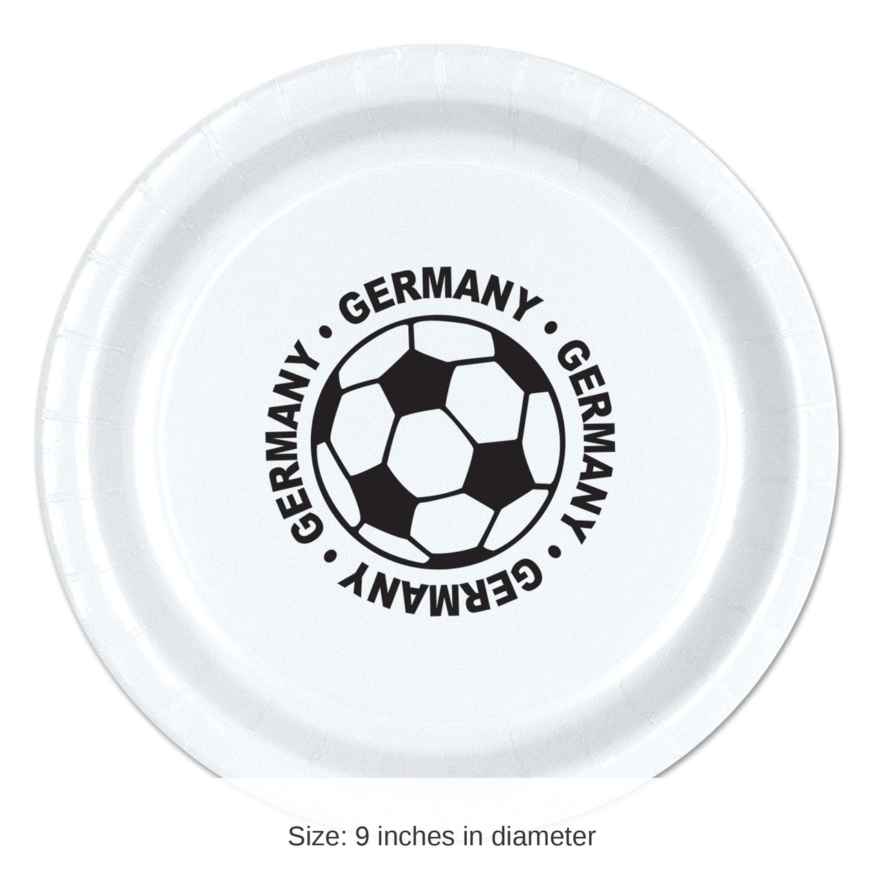 96 Pack Bulk Germany Soccer Party Plates 9 Inch