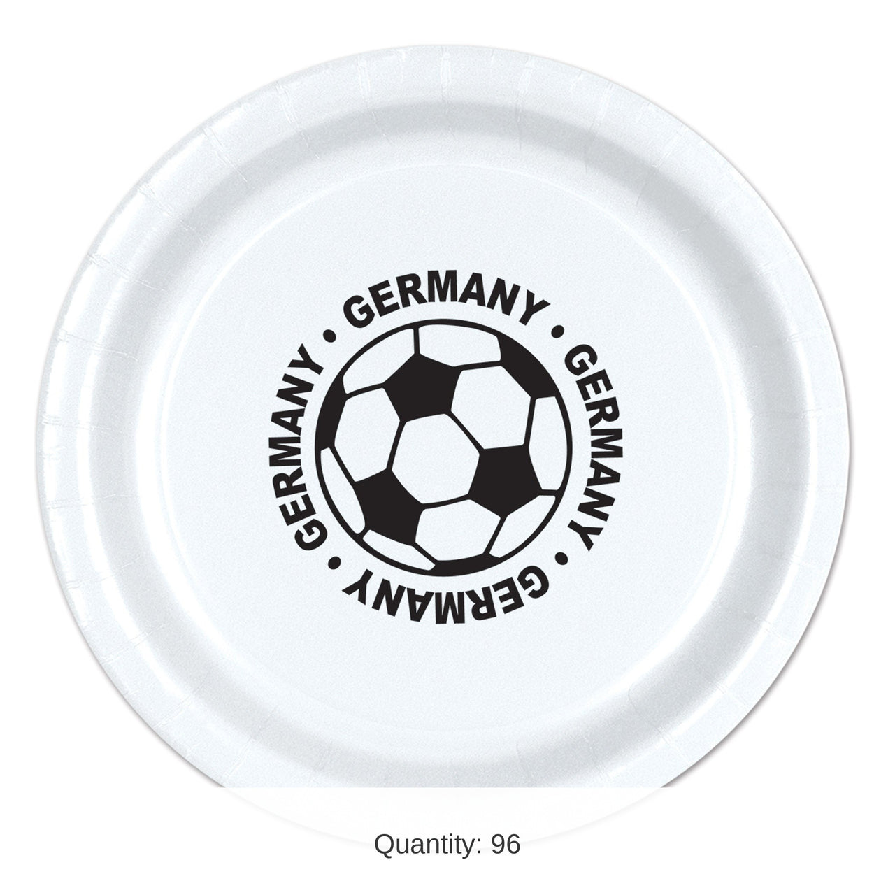 96 Pack Bulk Germany Soccer Party Plates 9 Inch