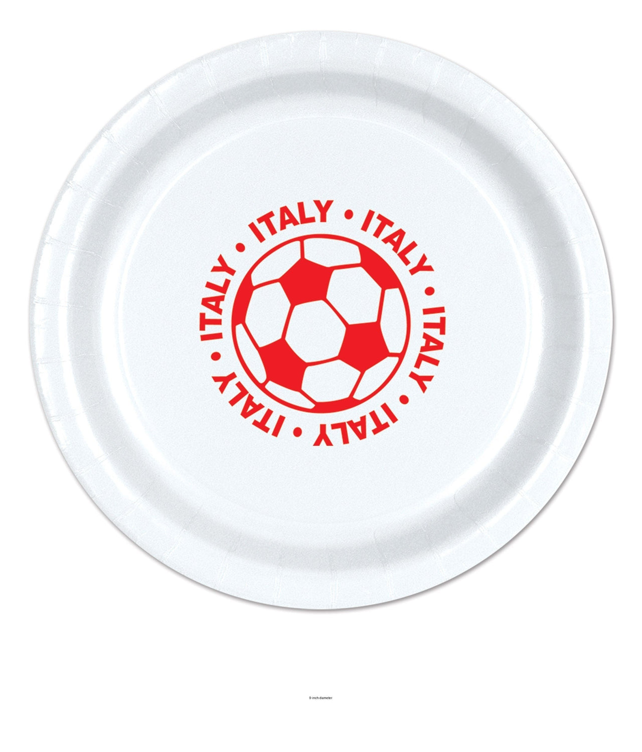 96 Pack Bulk Italy Soccer Plates 9 inch Dinner Plates