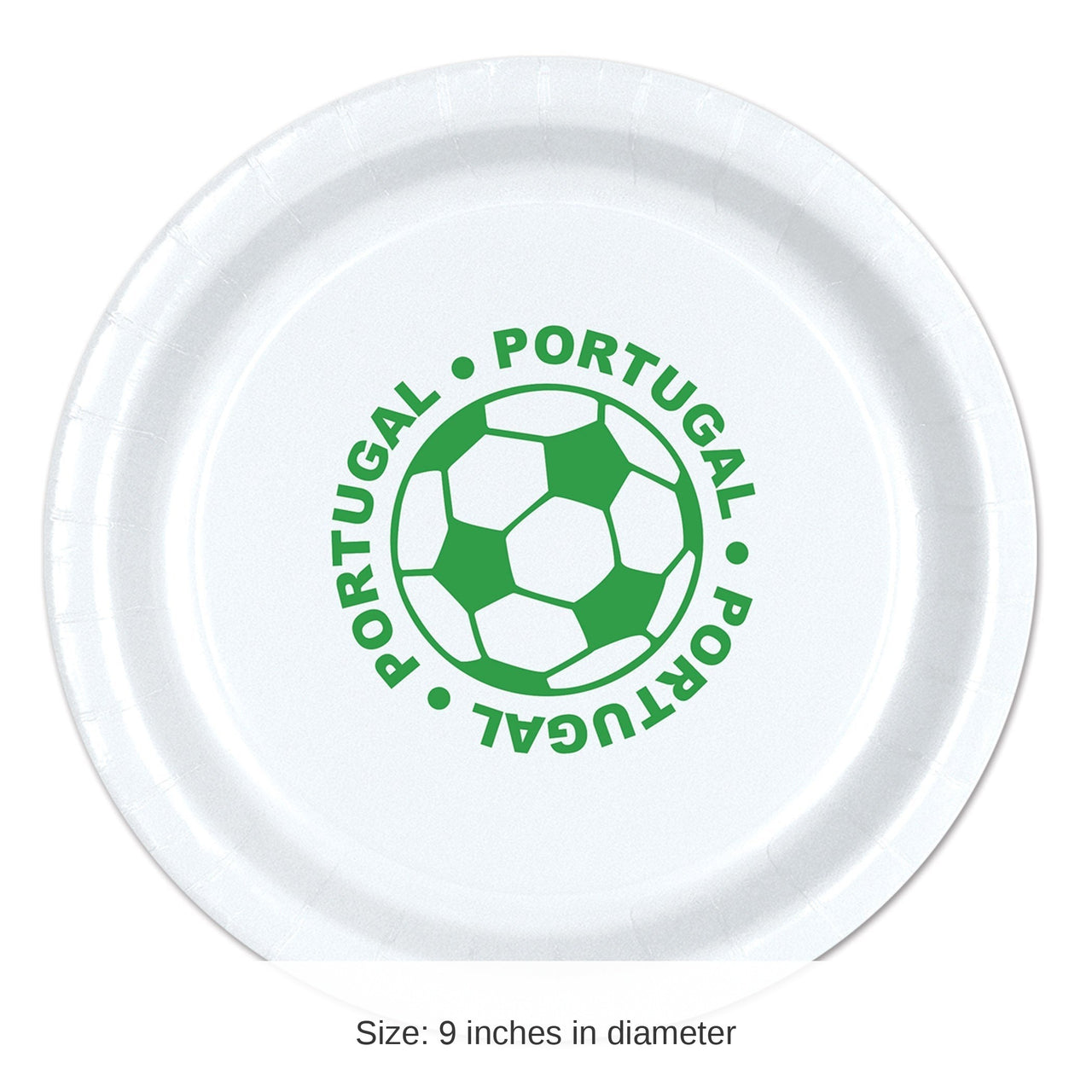 96 Pack Bulk Portugal Soccer Dinner Plates 9 inch