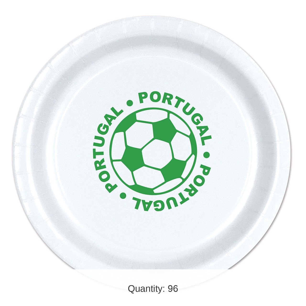 96 Pack Bulk Portugal Soccer Dinner Plates 9 inch