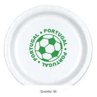 96 Pack Bulk Portugal Soccer Dinner Plates 9 inch