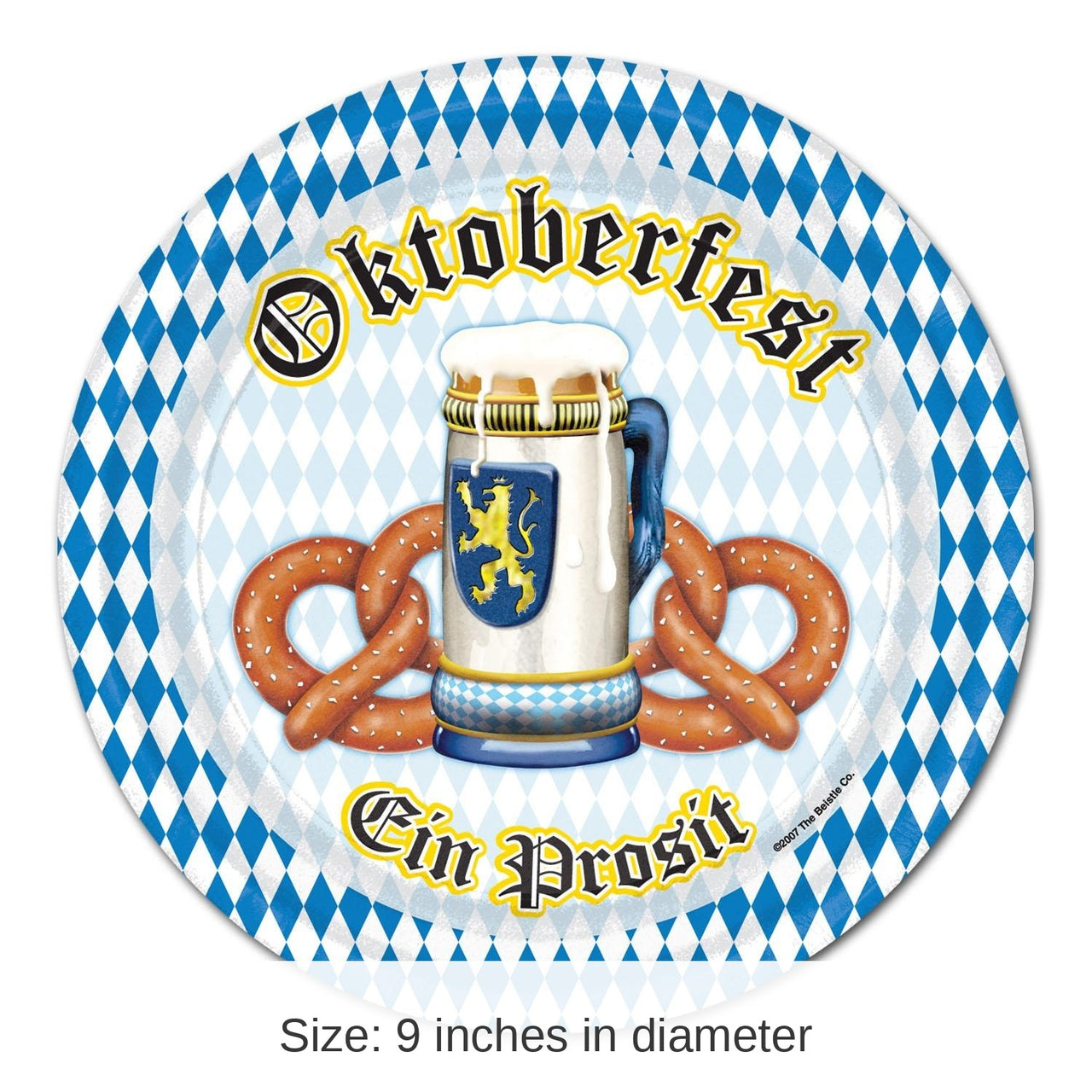 96 Pack Bulk Oktoberfest Theme Paper Plates 9 inch