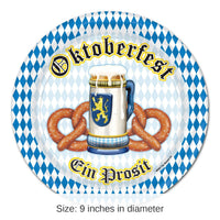 96 Pack Bulk Oktoberfest Theme Paper Plates 9 inch
