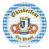 96 Pack Bulk Oktoberfest Theme Paper Plates 9 inch