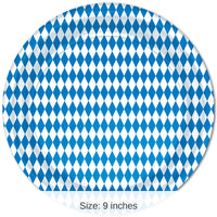 96 Pack Bulk Oktoberfest Blue/White Paper Plates 9 inch