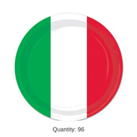 96 Pack Bulk Red, White/Green Party Paper Plates 9 inch