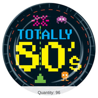 96 Pack Bulk 80's Party Paper Plates 9 inch