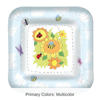 96 Pack Bulk Garden Theme Paper Plates 9 inch
