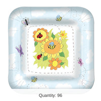 96 Pack Bulk Garden Theme Paper Plates 9 inch