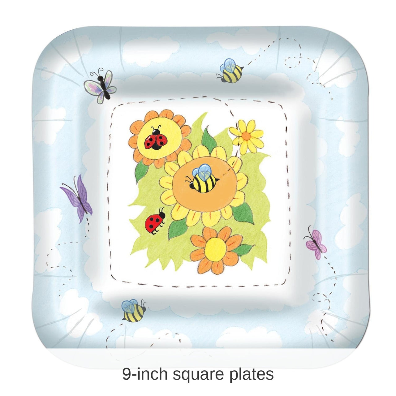 96 Pack Bulk Garden Theme Paper Plates 9 inch