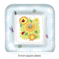 96 Pack Bulk Garden Theme Paper Plates 9 inch