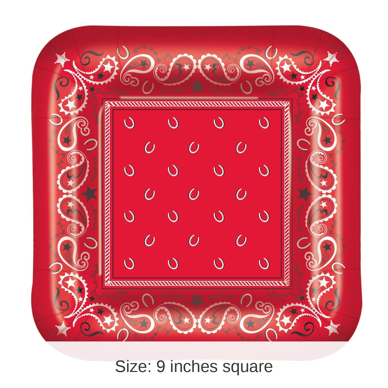 96 Pack Bulk Bandana Party Plates Paper Plates 9 inch