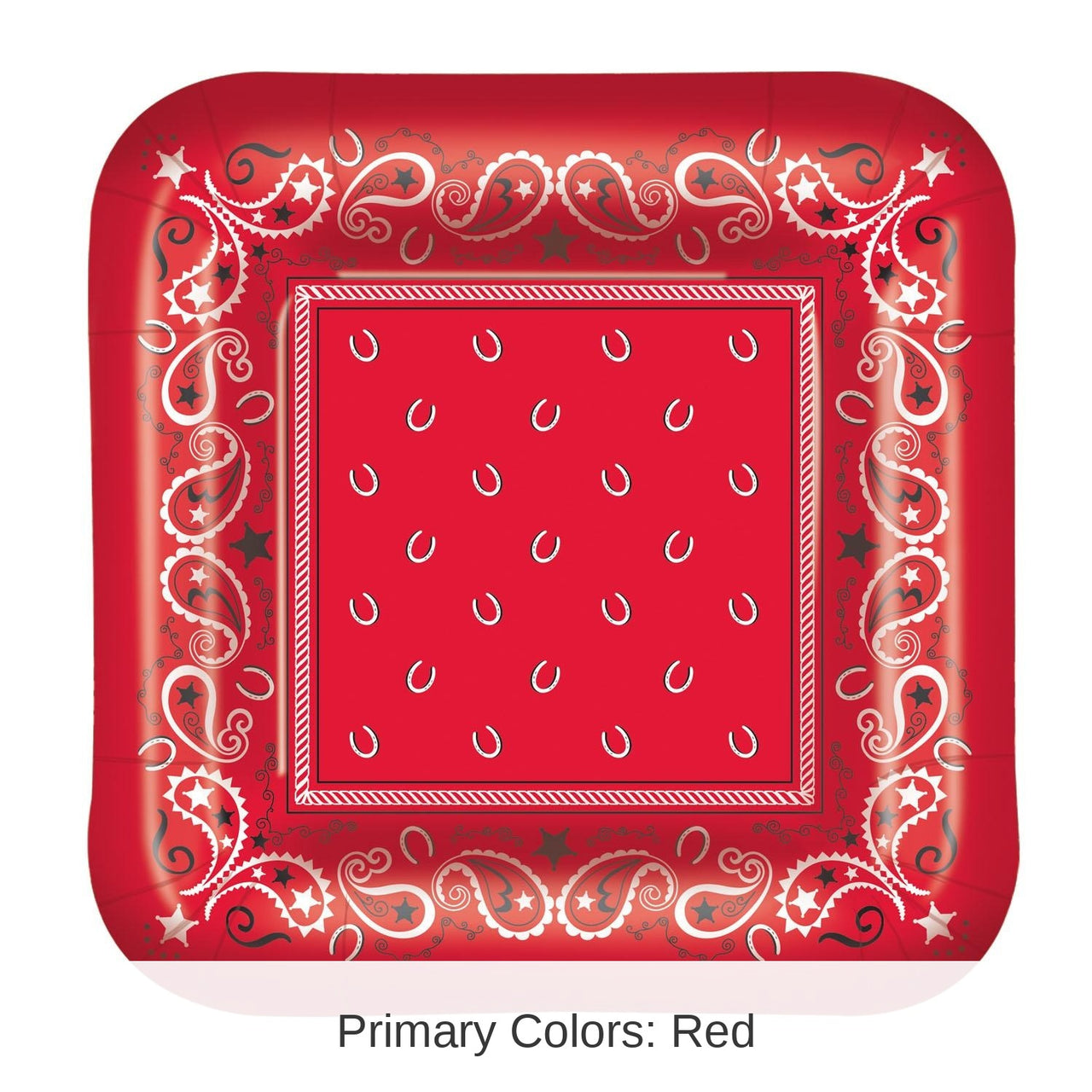 96 Pack Bulk Bandana Party Plates Paper Plates 9 inch