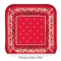 96 Pack Bulk Bandana Party Plates Paper Plates 9 inch