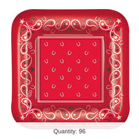 96 Pack Bulk Bandana Party Plates Paper Plates 9 inch