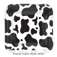 96 Pack Bulk Cow Print Party Paper Plates 9 inch