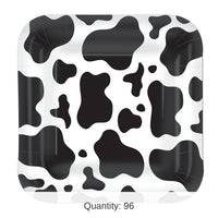 96 Pack Bulk Cow Print Party Paper Plates 9 inch