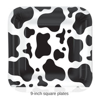 96 Pack Bulk Cow Print Party Paper Plates 9 inch