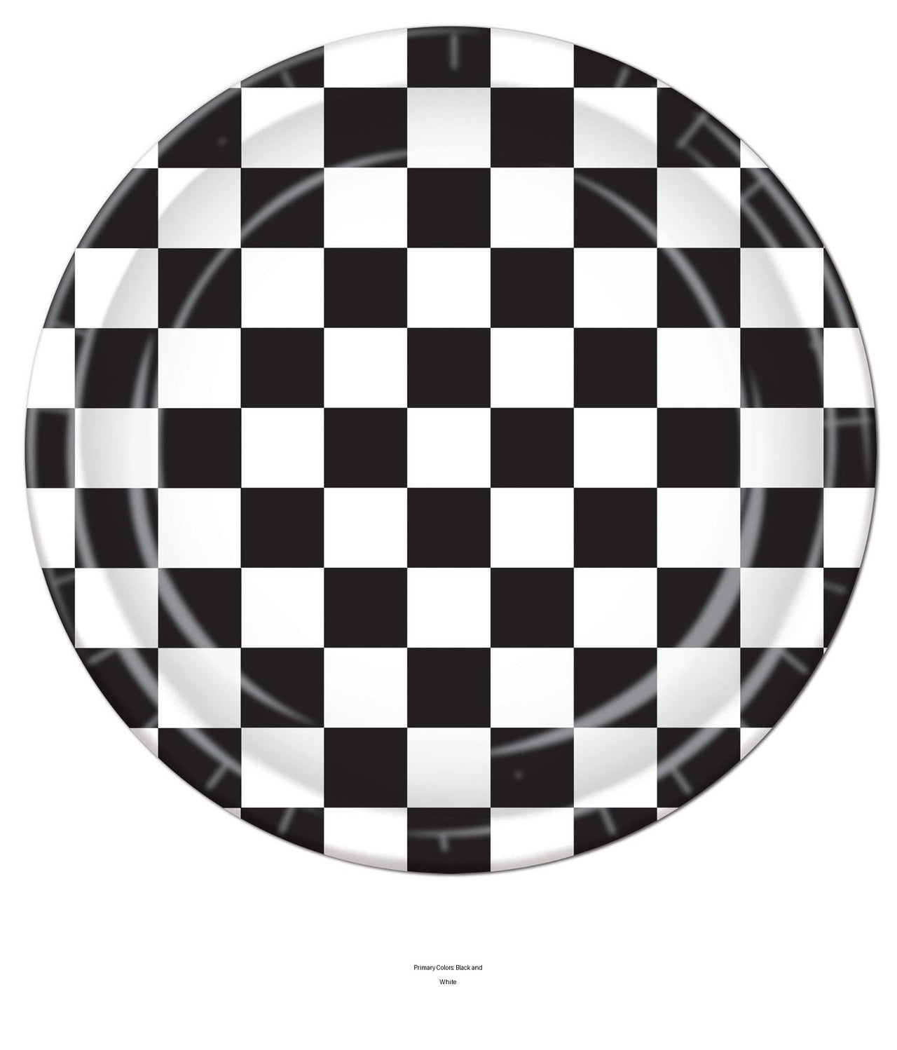 96 Pack Bulk Black and White Checkered Party Paper Plates 9 inch