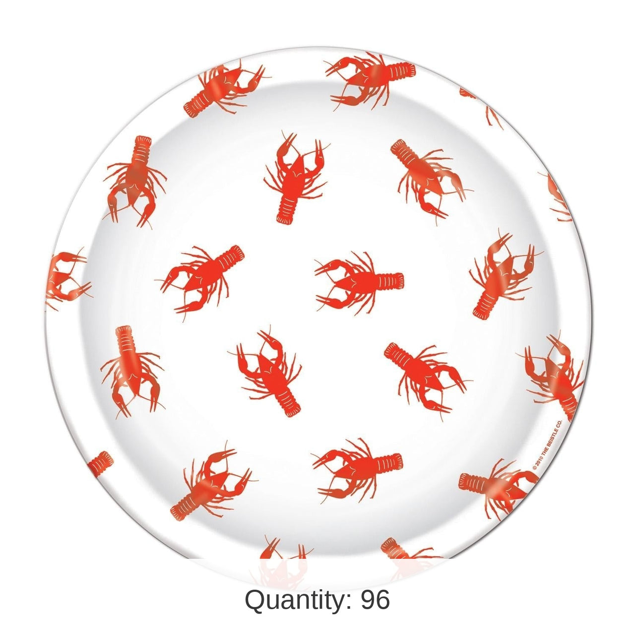 96 Pack Bulk Mardi Gras Crawfish Paper Plates 9 inch