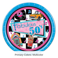 96 Pack Bulk Fabulous 50's Party Paper Plates 9 inch