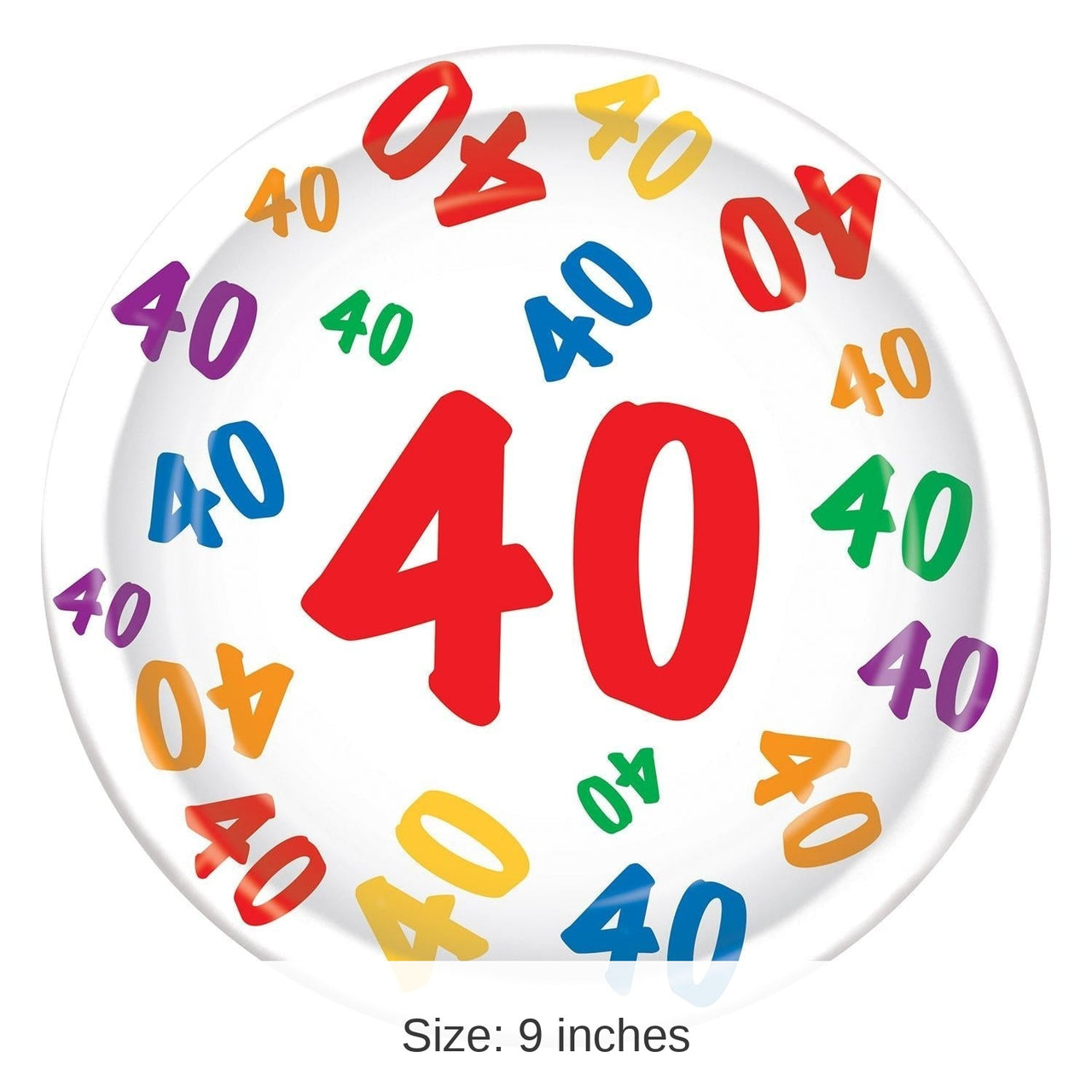 96 Pack Bulk 40th Birthday Party Paper Plates 9 inch