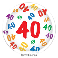 96 Pack Bulk 40th Birthday Party Paper Plates 9 inch