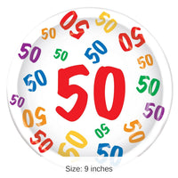 96 Pack Bulk 50th Birthday Party Paper Plates 9 inch