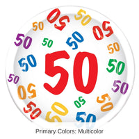 96 Pack Bulk 50th Birthday Party Paper Plates 9 inch