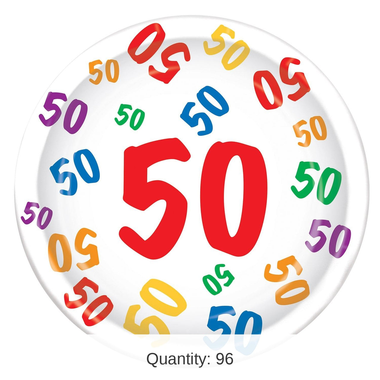 96 Pack Bulk 50th Birthday Party Paper Plates 9 inch