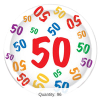 96 Pack Bulk 50th Birthday Party Paper Plates 9 inch
