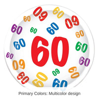 96 Pack Bulk 60th Birthday Party Paper Plates 9 inch