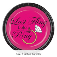 96 Pack Bulk Bachelorette Last Fling Paper Plates 9 inch