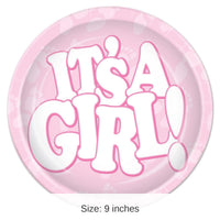 96 Pack Bulk It's A Girl! Paper Plates 9 inch