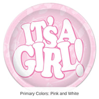 96 Pack Bulk It's A Girl! Paper Plates 9 inch