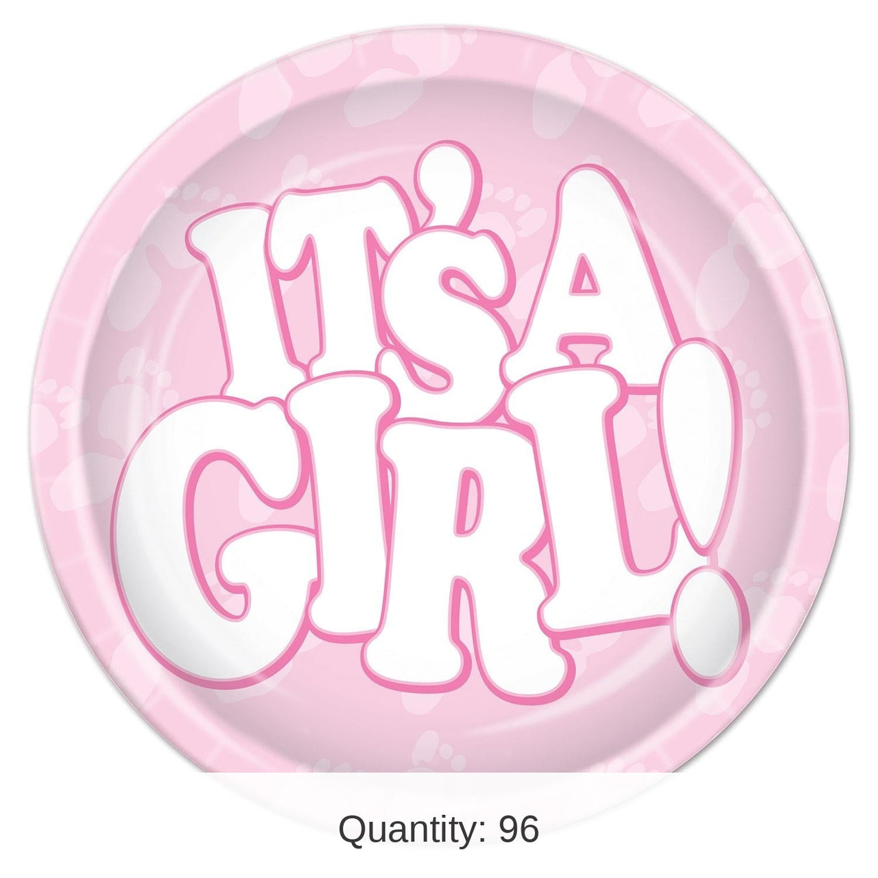 96 Pack Bulk It's A Girl! Paper Plates 9 inch