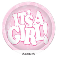 96 Pack Bulk It's A Girl! Paper Plates 9 inch