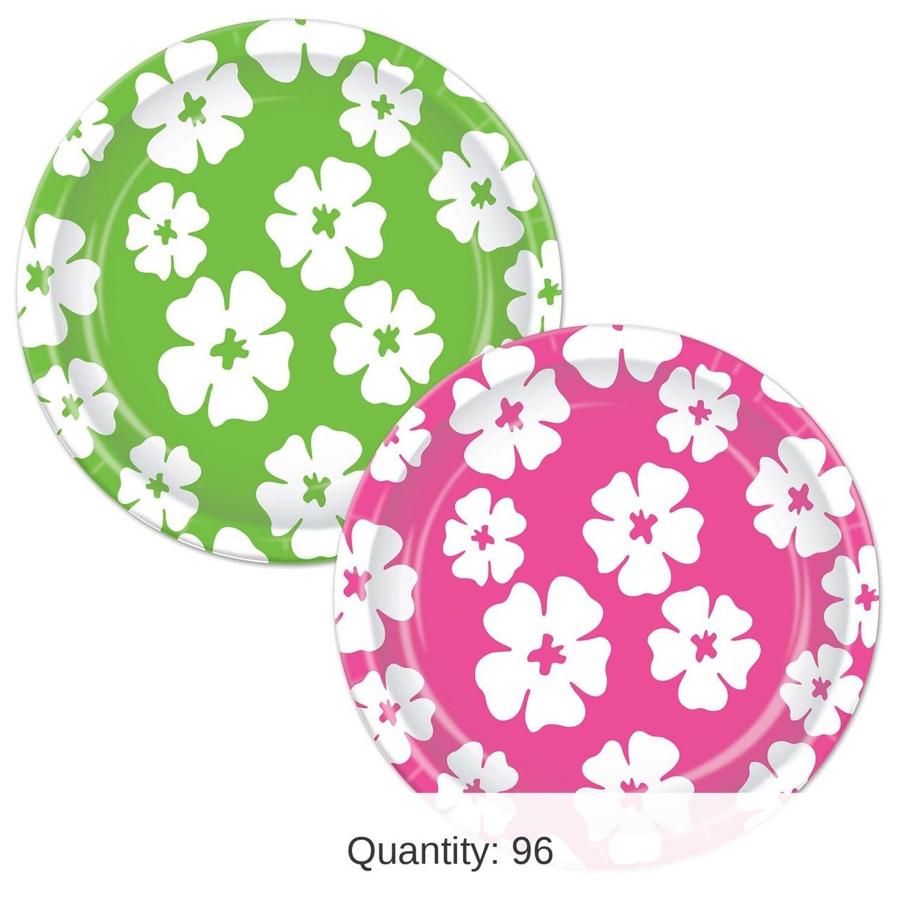96 Pack Bulk Luau Party Hibiscus Paper Plates 9 inch