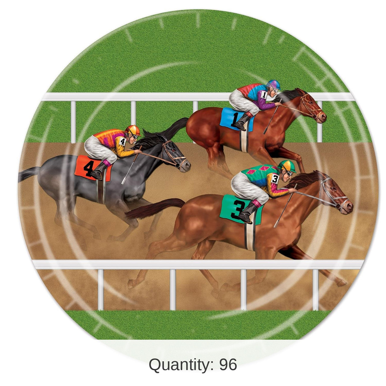 96 Pack Bulk Horse Racing Theme Party Paper Plates 9 inch