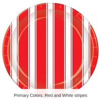 96 Pack Bulk Red/White Stripes Party Paper Plates 9 inch