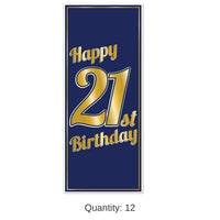 12 Pack Bulk 21st Birthday Party Door Cover- Navy and Gold