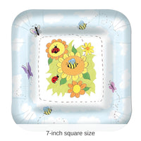 96 Pack Bulk Garden Theme Paper Plates 7 inch