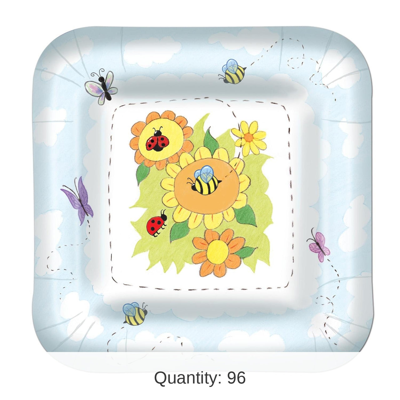 96 Pack Bulk Garden Theme Paper Plates 7 inch